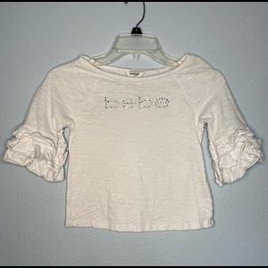 cute, white, bebe shirt with ruffles, for girls